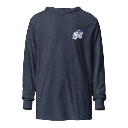Performance | Hooded Long Sleeve T Shirt | Upper Makefield Youth Baseball & Softball League | Blue Mavs Logo