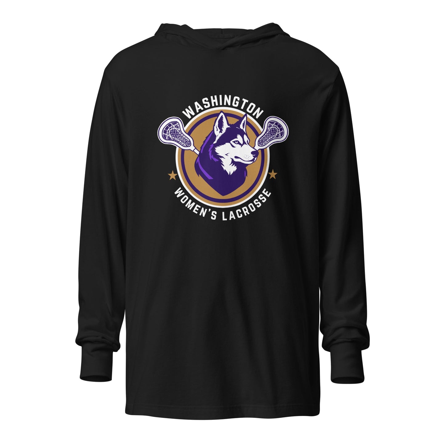 Performance | Hooded Long Sleeve T Shirt | UW Women's Club Lacrosse | Badge Logo
