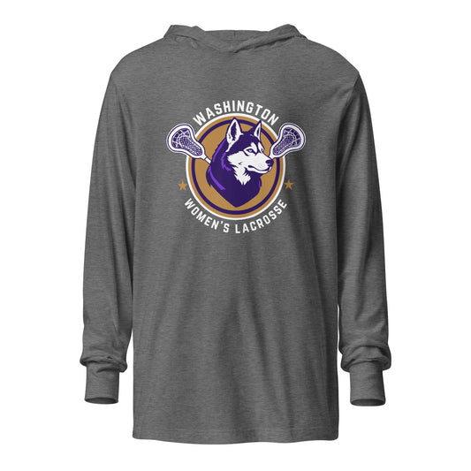 Performance | Hooded Long Sleeve T Shirt | UW Women's Club Lacrosse | Badge Logo
