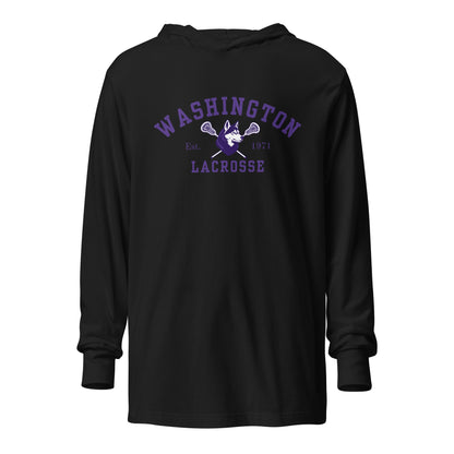 Performance | Hooded Long Sleeve T Shirt | UW Women's Club Lacrosse | Washington Lacrosse Logo