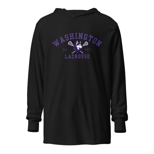 Performance | Hooded Long Sleeve T Shirt | UW Women's Club Lacrosse | Washington Lacrosse Logo