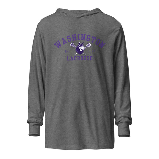 Performance | Hooded Long Sleeve T Shirt | UW Women's Club Lacrosse | Washington Lacrosse Logo
