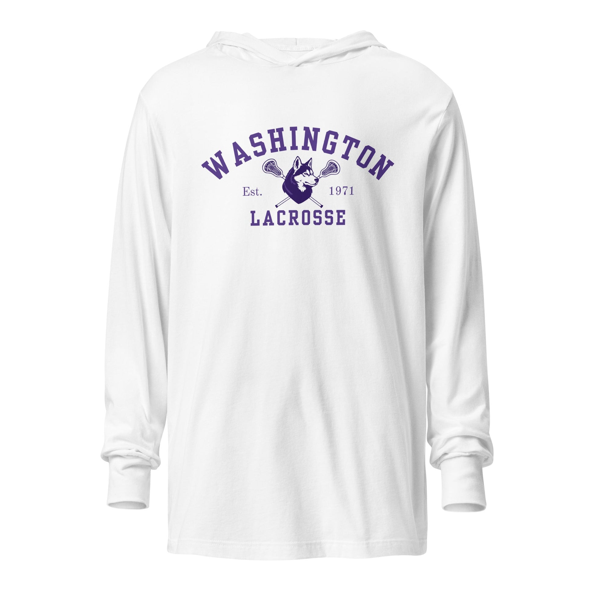 Performance | Hooded Long Sleeve T Shirt | UW Women's Club Lacrosse | Washington Lacrosse Logo