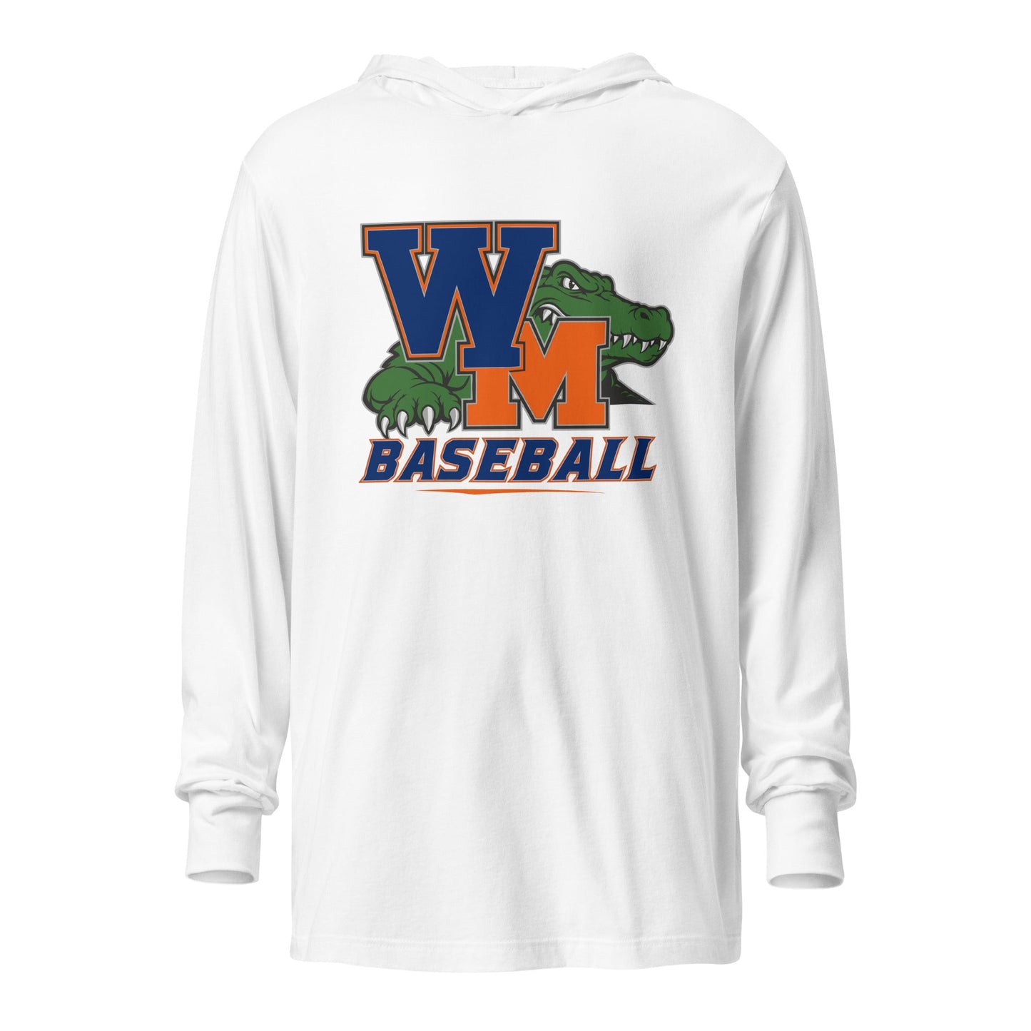 Performance | Hooded Long Sleeve T Shirt | West Memphis Community Christian College Gators | Athletics Logo