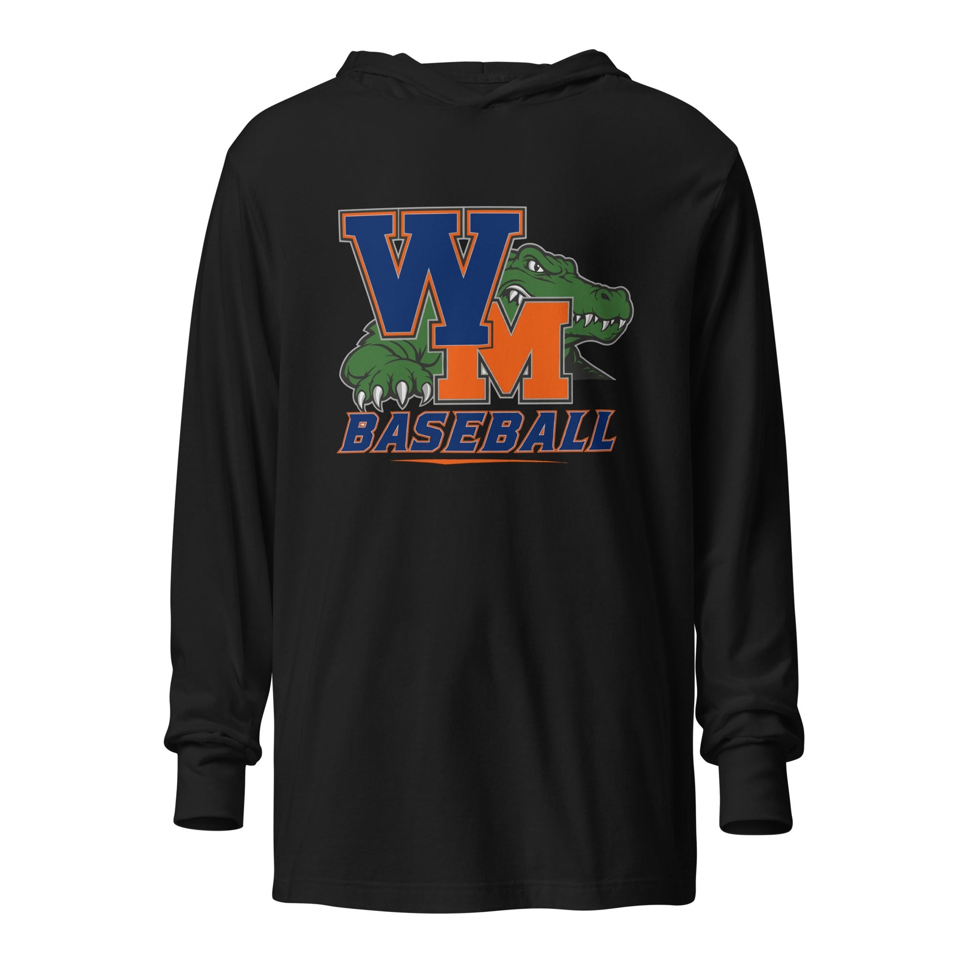 Performance | Hooded Long Sleeve T Shirt | West Memphis Community Christian College Gators | Athletics Logo