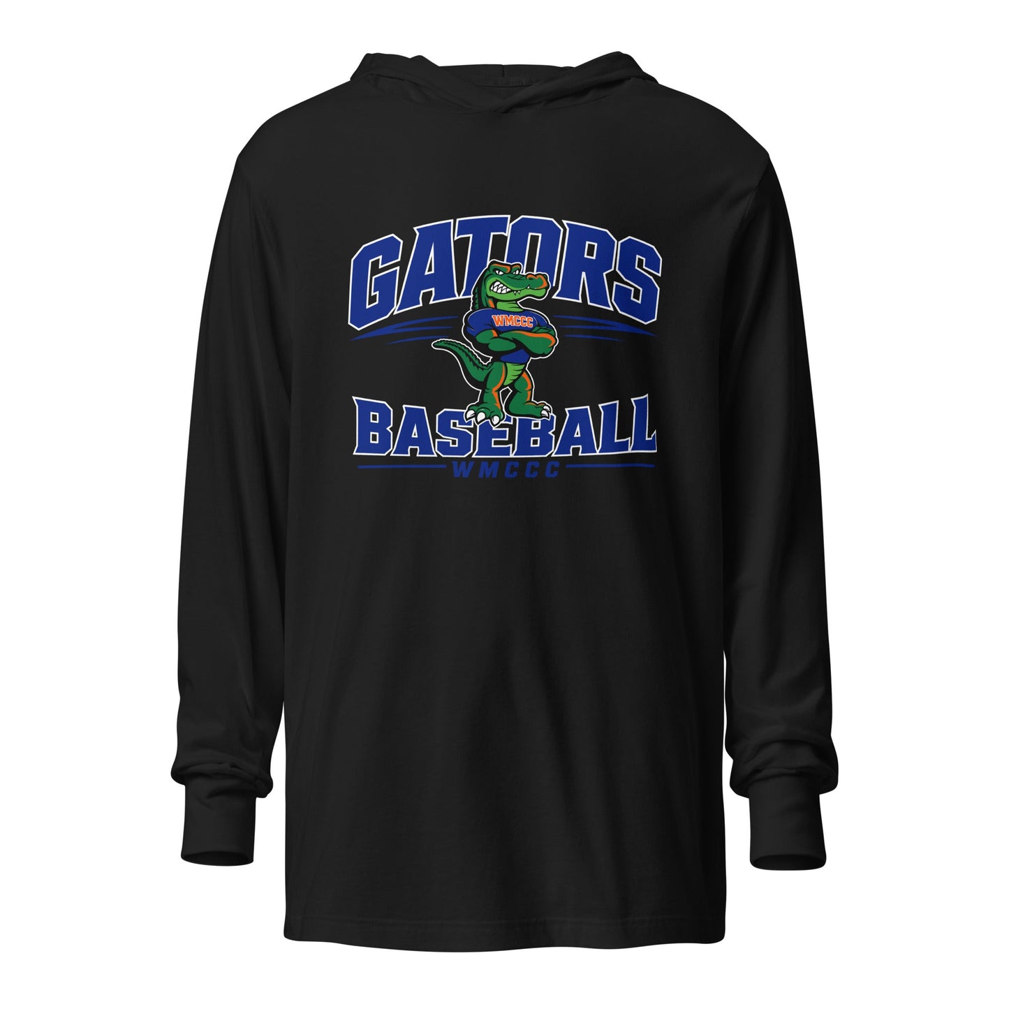 Performance | Hooded Long Sleeve T Shirt | West Memphis Community Christian College Gators | Emblem Logo