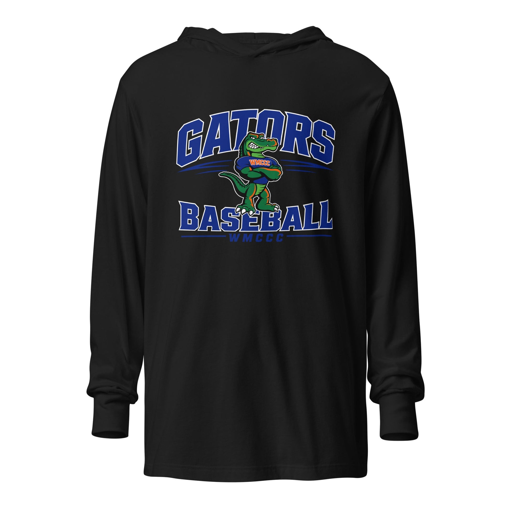 Performance | Hooded Long Sleeve T Shirt | West Memphis Community Christian College Gators | Emblem Logo