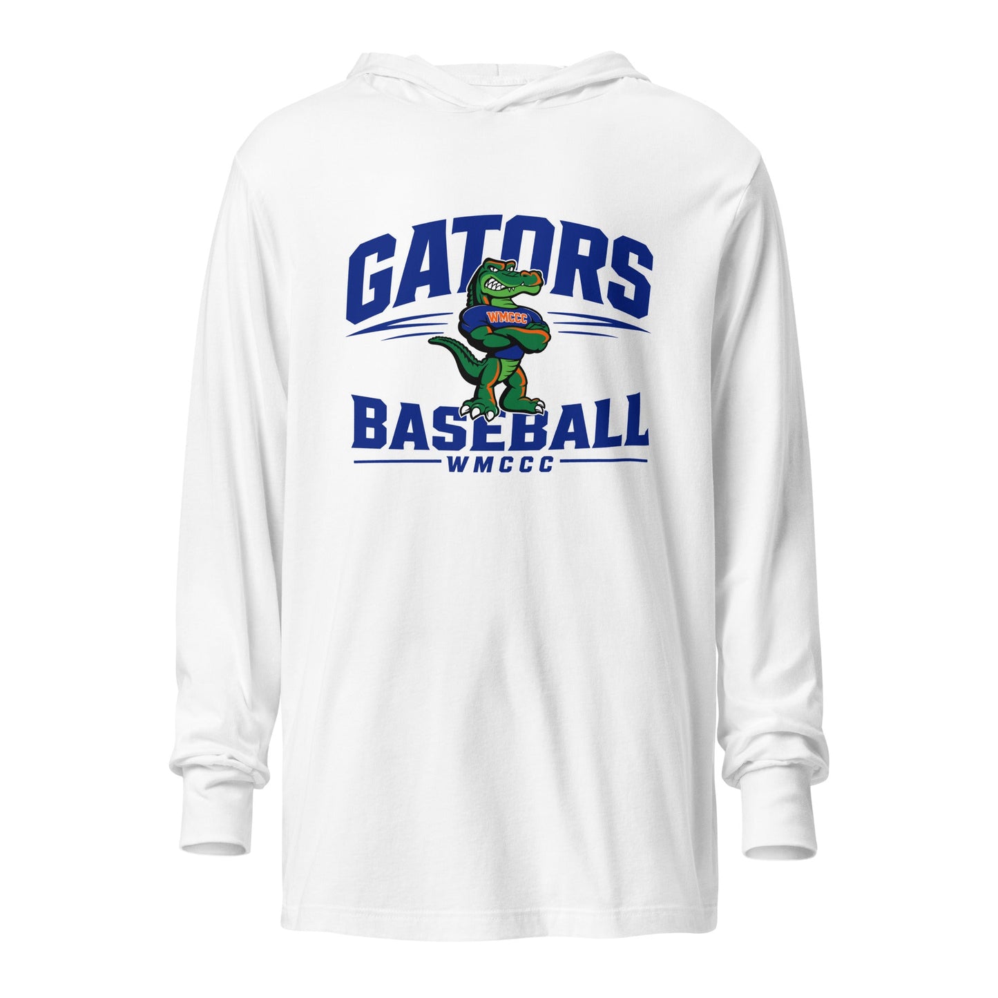 Performance | Hooded Long Sleeve T Shirt | West Memphis Community Christian College Gators | Emblem Logo
