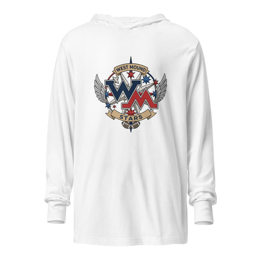 Performance | Hooded Long Sleeve T Shirt | West Mound Stars | Crest Logo