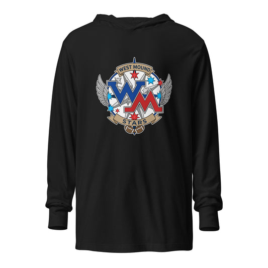 Performance | Hooded Long Sleeve T Shirt | West Mound Stars | Emblem Logo