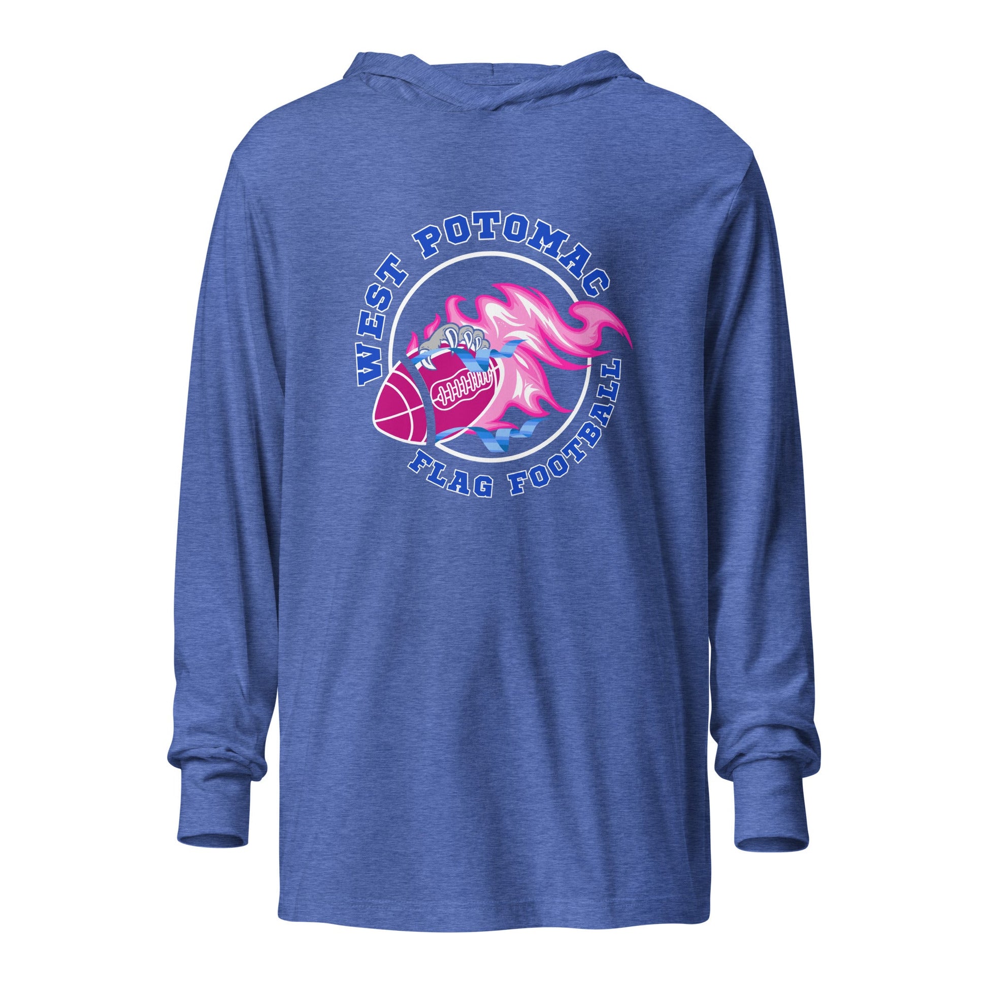 Performance | Hooded Long Sleeve T Shirt | West Potomac Flag Football | Crest Logo
