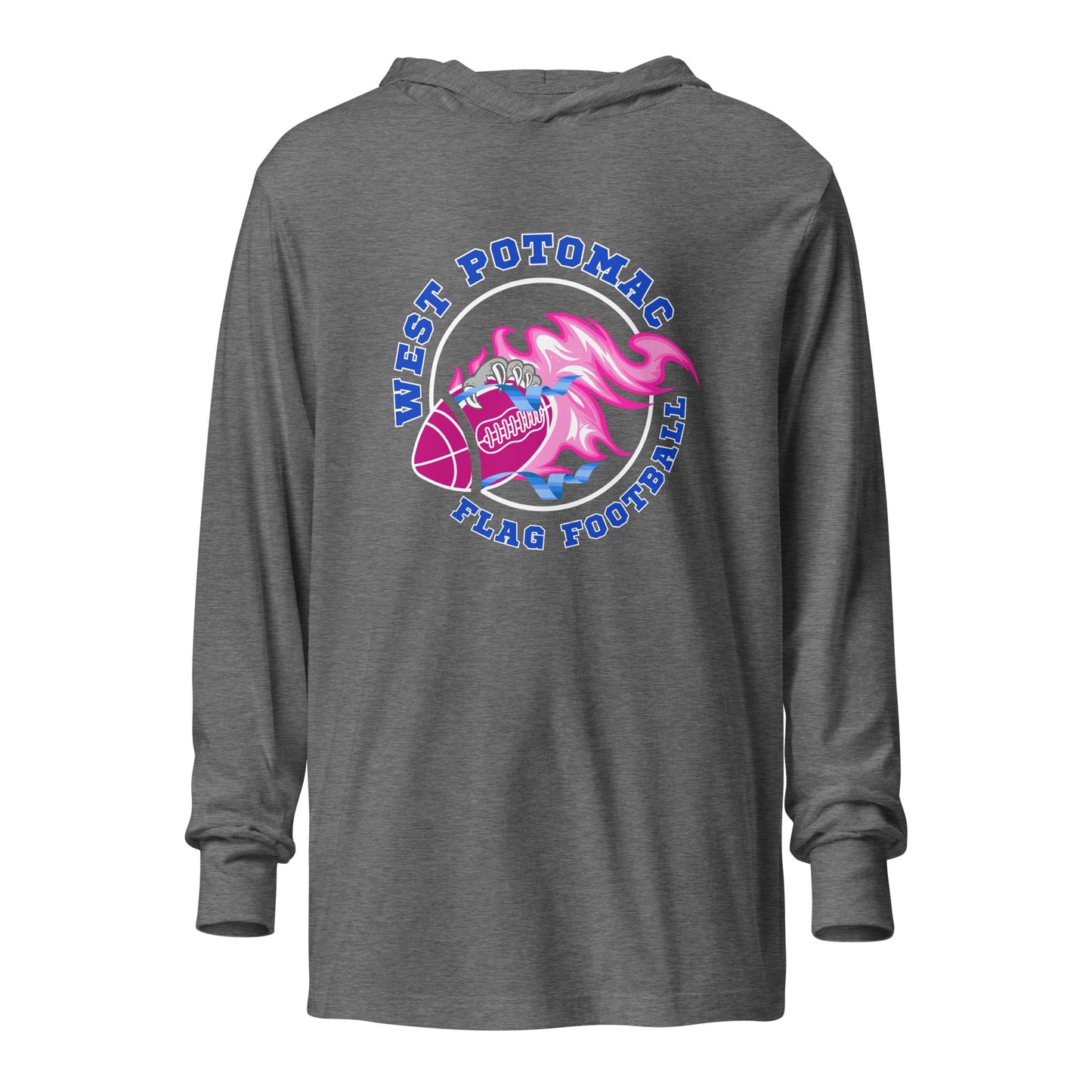 Performance | Hooded Long Sleeve T Shirt | West Potomac Flag Football | Crest Logo