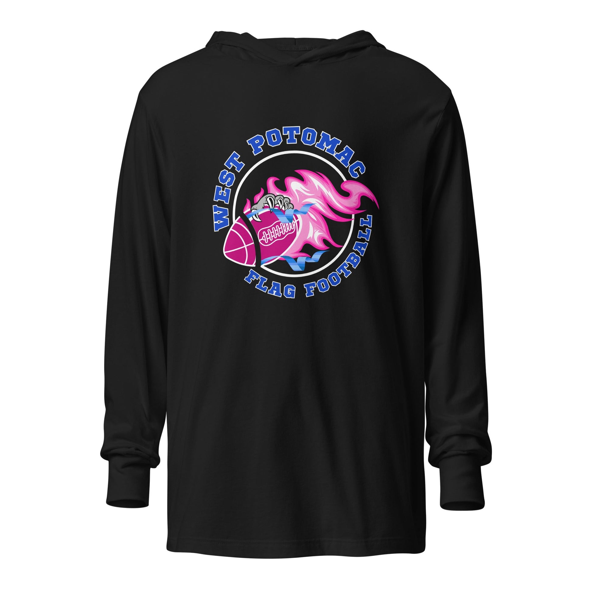 Performance | Hooded Long Sleeve T Shirt | West Potomac Flag Football | Crest Logo