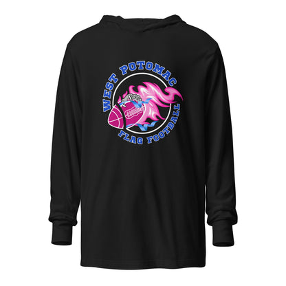 Performance | Hooded Long Sleeve T Shirt | West Potomac Flag Football | Crest Logo