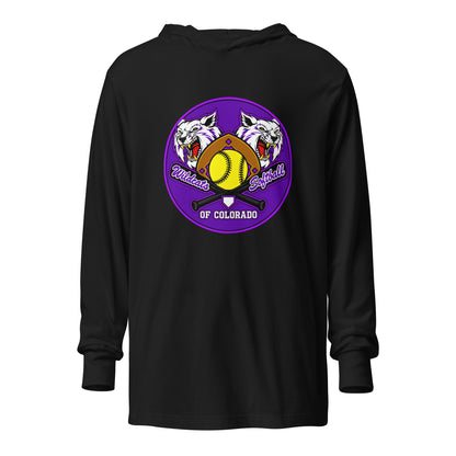 Performance | Hooded Long Sleeve T Shirt | Wildcats Softball | Badge Logo