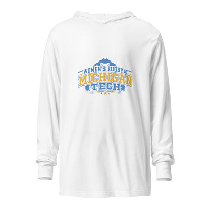 Performance | Hooded Long Sleeve T Shirt | Women’s Rugby at Michigan Tech | Varsity Crest Logo