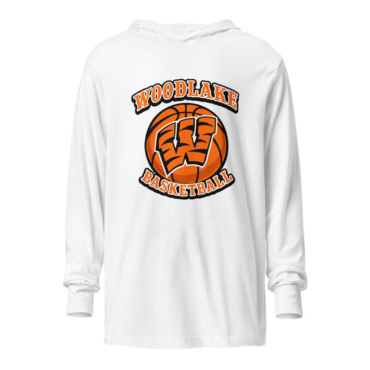 Performance | Hooded Long Sleeve T Shirt | Woodlake Boys Basketball | Athletics Logo