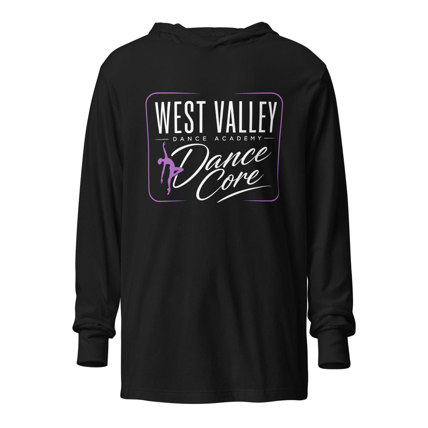Performance | Hooded Long Sleeve T Shirt | WVDA Dance Core | Modern Script Logo