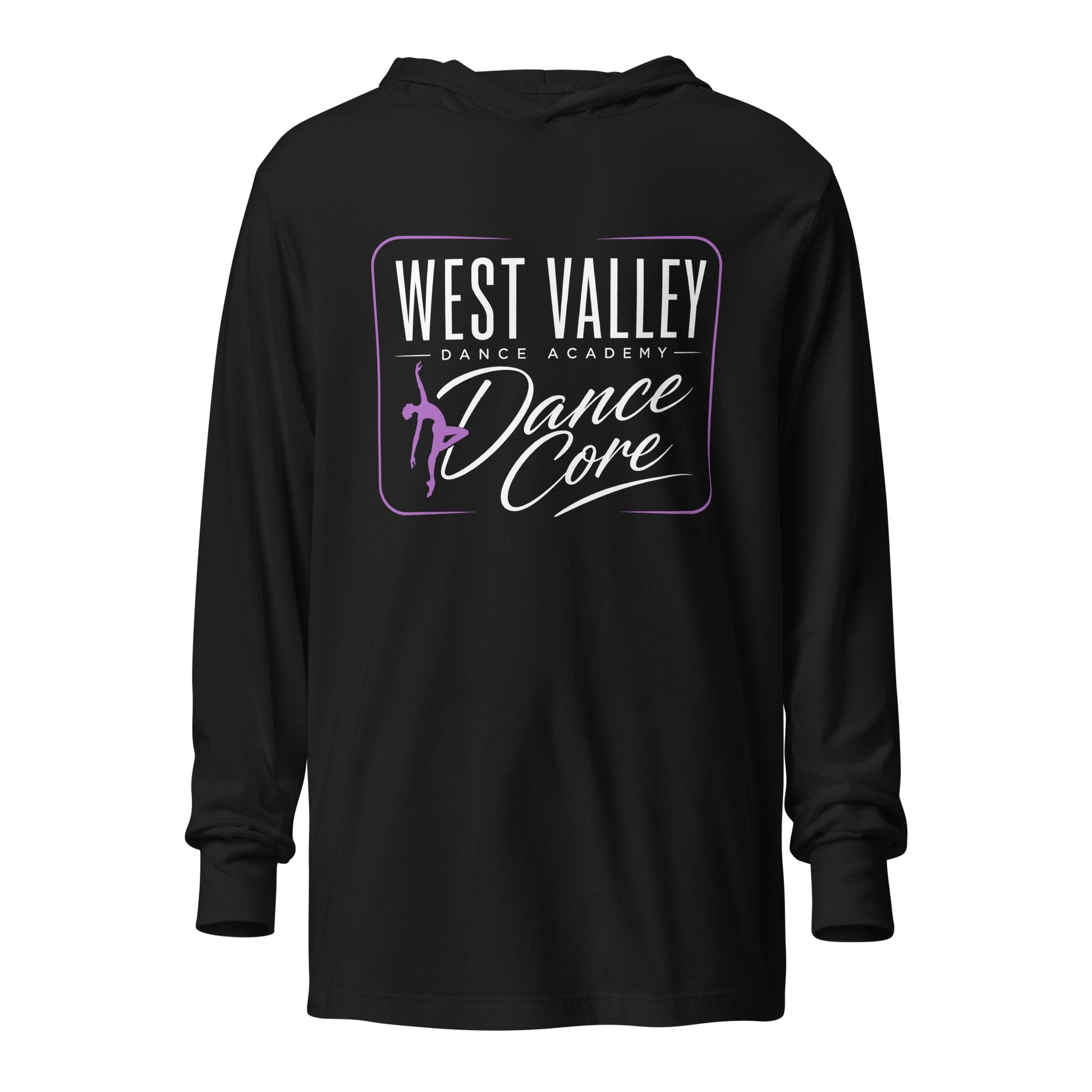Performance | Hooded Long Sleeve T Shirt | WVDA Dance Core | Modern Script Logo