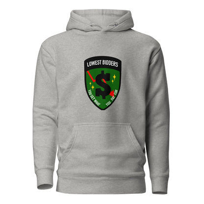 Performance | Hoodie | The Lowest Bidders | Emblem Logo