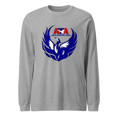 Performance | Long Sleeve Tee | Azle Martial Arts | Blue Fire Crest Logo