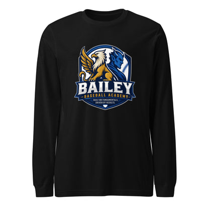 Performance | Long Sleeve Tee | Bailey Baseball Academy | Shield Logo