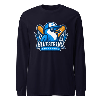 Performance | Long Sleeve Tee | Blue Streak Lightning | Mascot Logo
