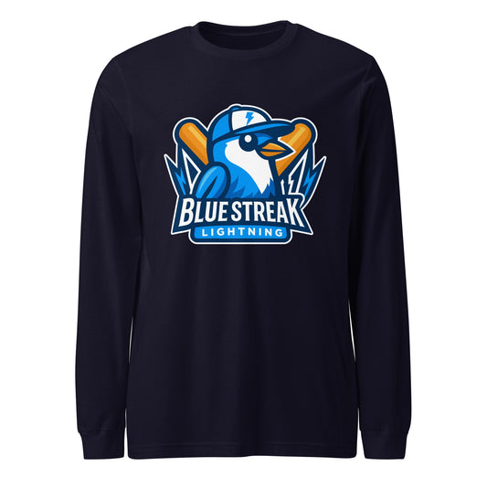 Performance | Long Sleeve Tee | Blue Streak Lightning | Mascot Logo