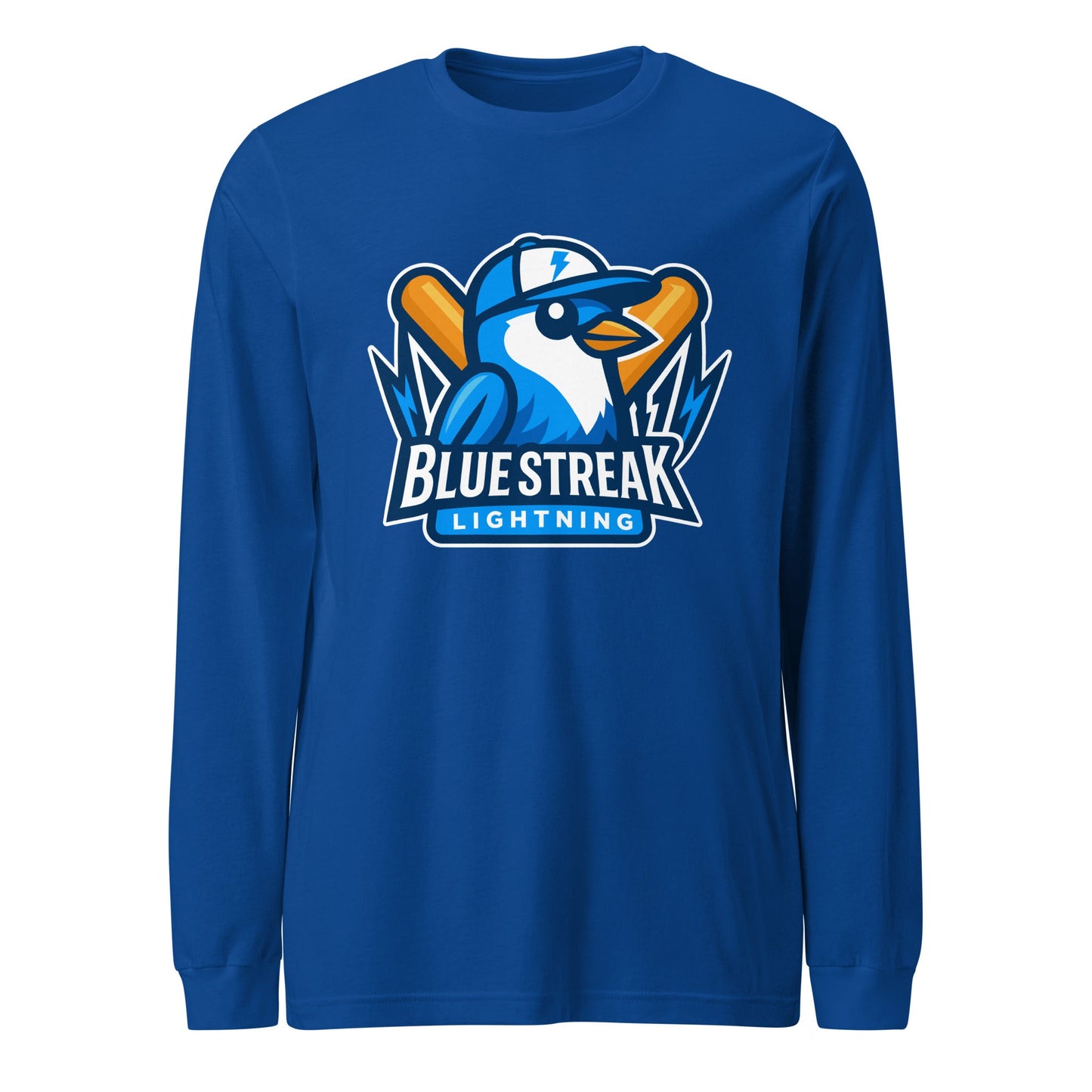Performance | Long Sleeve Tee | Blue Streak Lightning | Mascot Logo