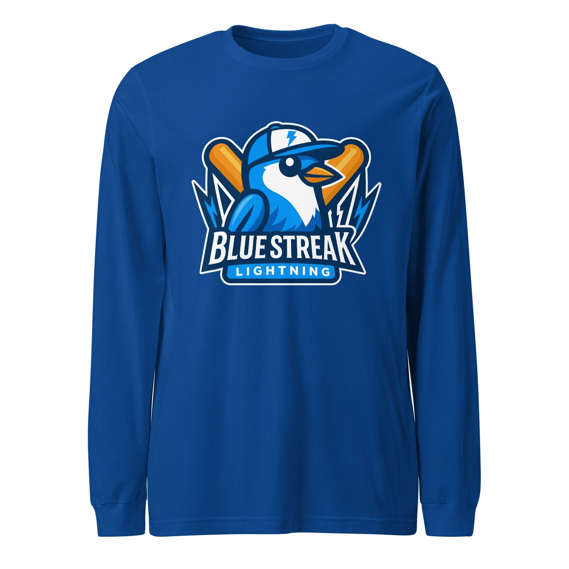 Performance | Long Sleeve Tee | Blue Streak Lightning | Mascot Logo