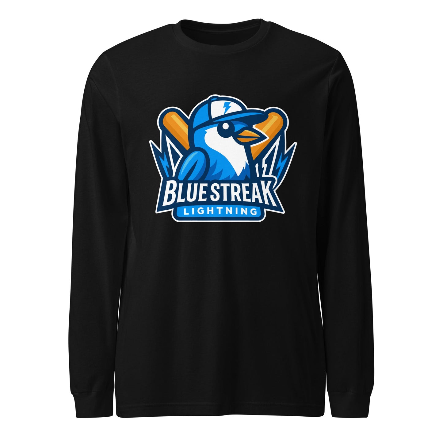 Performance | Long Sleeve Tee | Blue Streak Lightning | Mascot Logo