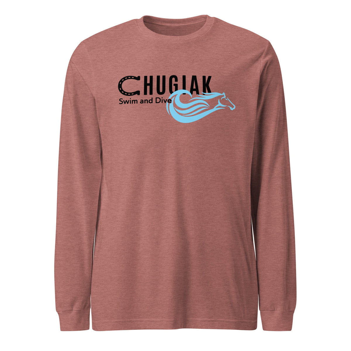 Performance | Long Sleeve Tee | Chugiak Mustang Swim & Dive | Crest Logo