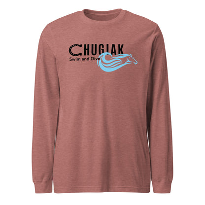 Performance | Long Sleeve Tee | Chugiak Mustang Swim & Dive | Crest Logo