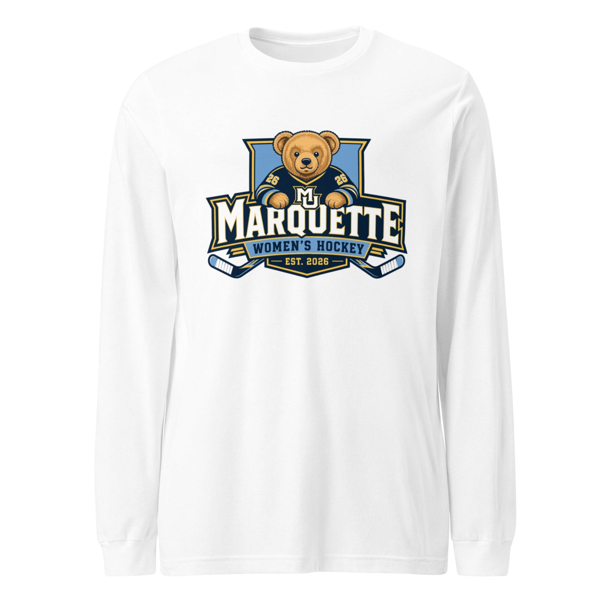 Performance | Long Sleeve Tee | Marquette University Women's Hockey | Bear Athletics Logo