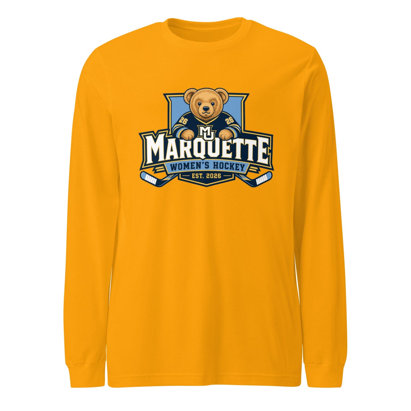 Performance | Long Sleeve Tee | Marquette University Women's Hockey | Bear Athletics Logo