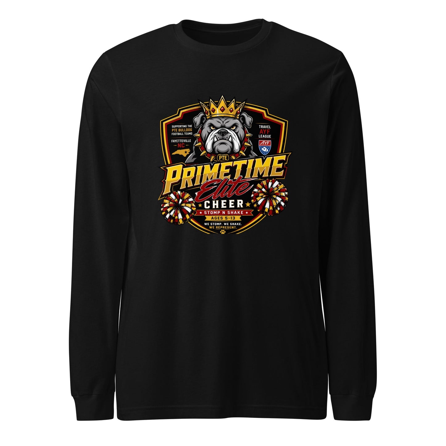 Performance | Long Sleeve Tee | PTE Bulldog Cheer | Shield Logo