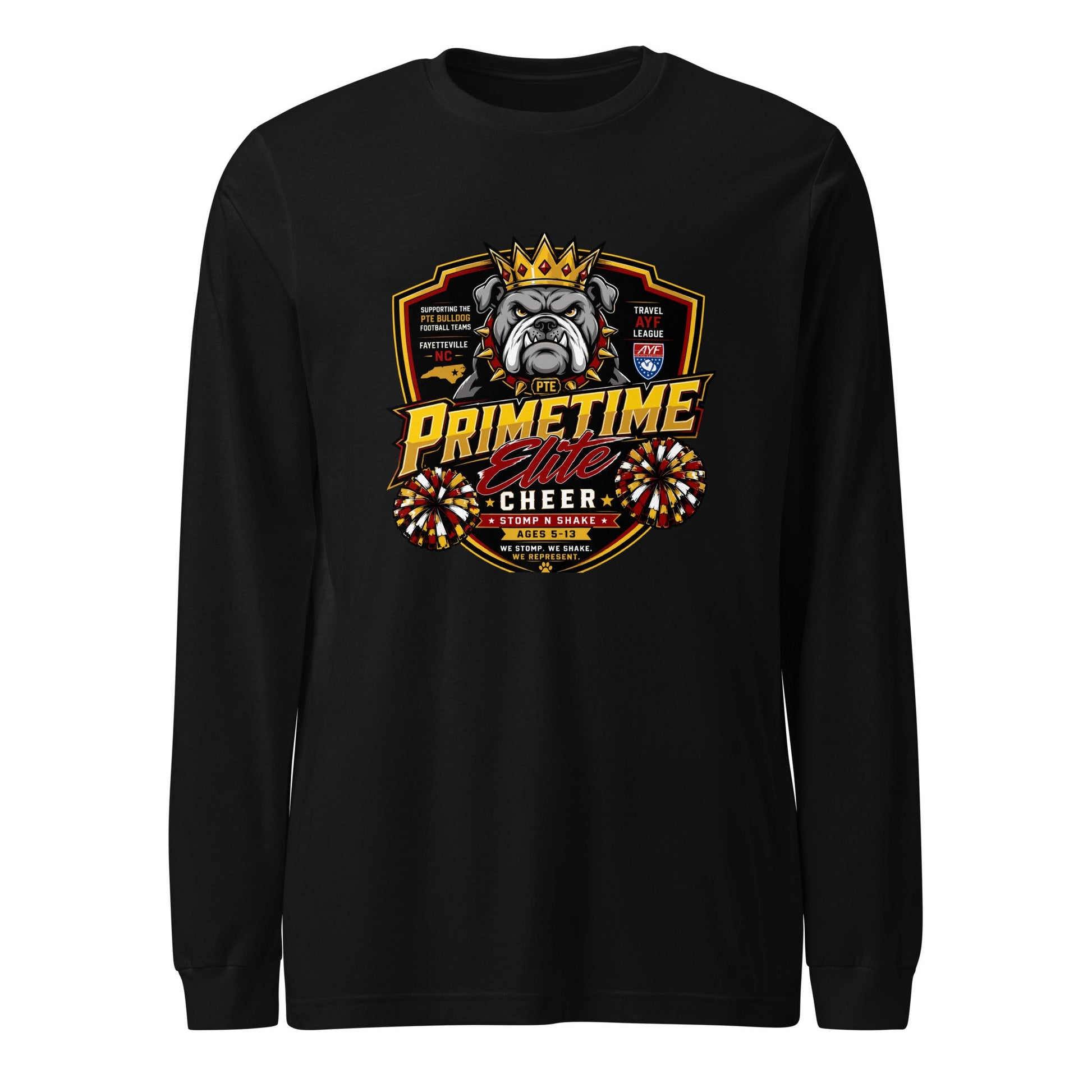 Performance | Long Sleeve Tee | PTE Bulldog Cheer | Shield Logo