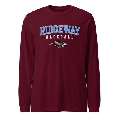 Performance | Long Sleeve Tee | Ridgeway High School Baseball | Athletics Logo