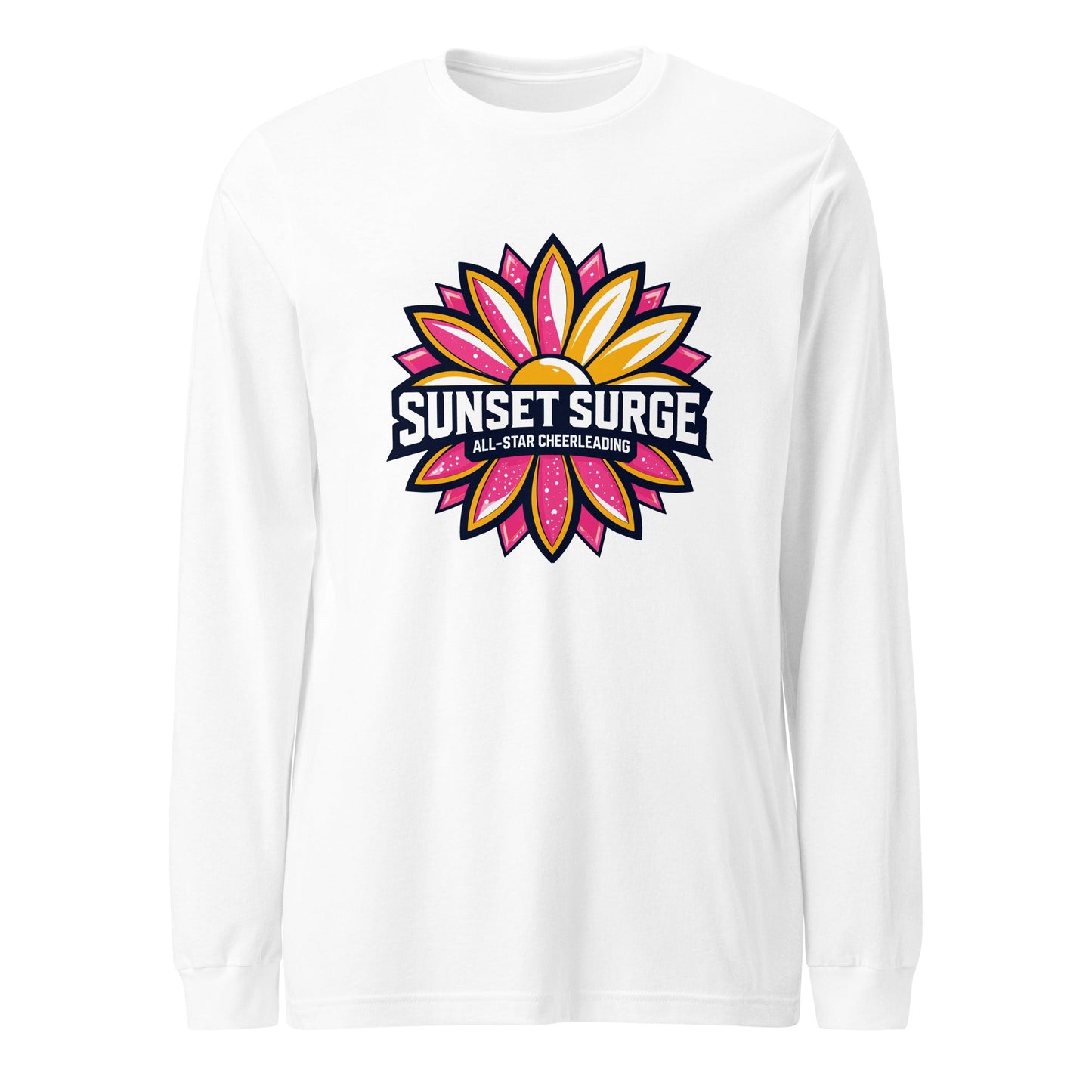 Performance | Long Sleeve Tee | Sunset Surge All-Star Cheerleading | Bloom Surge Logo