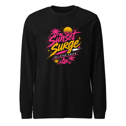 Performance | Long Sleeve Tee | Sunset Surge All-Star Cheerleading | Neon Palm Cheer Logo