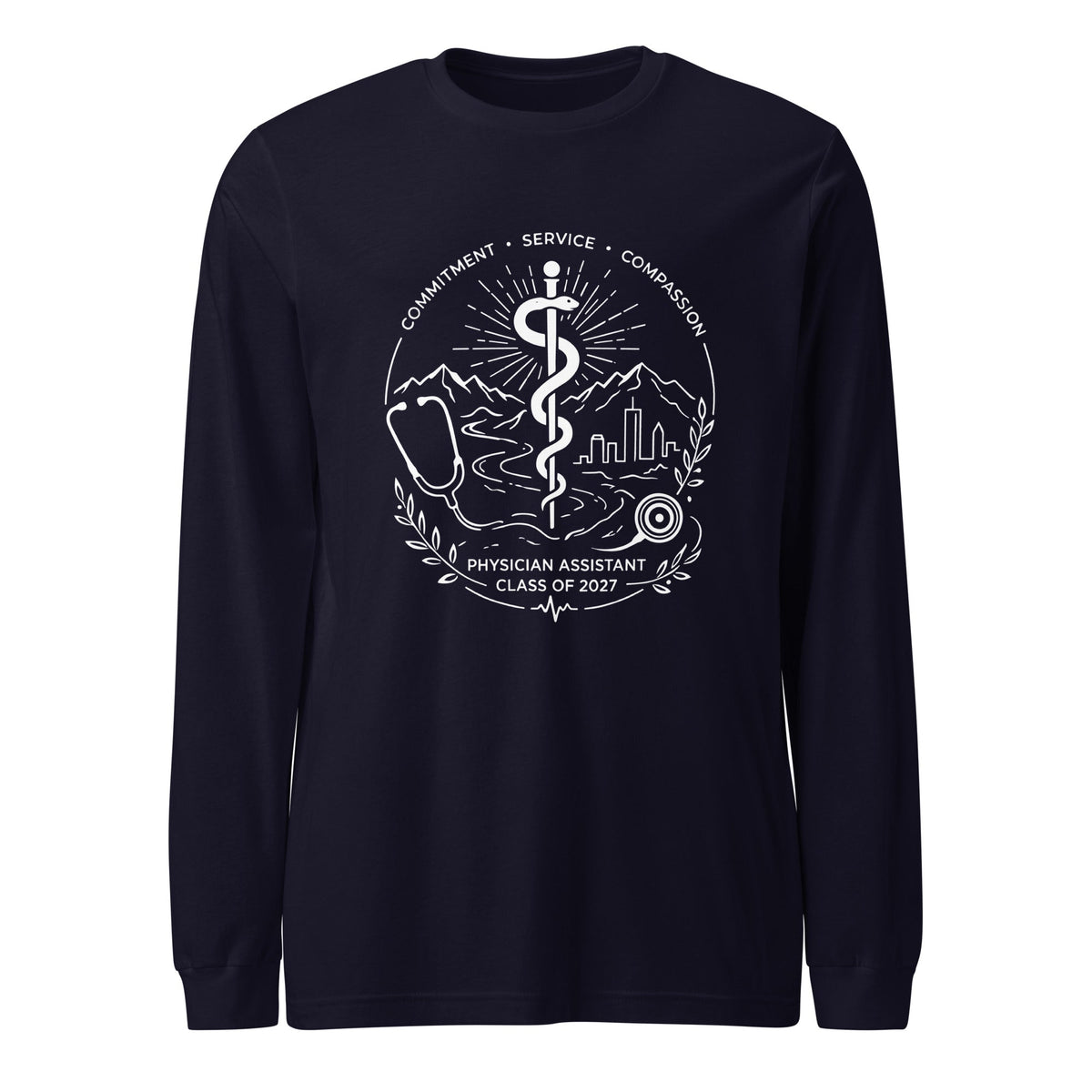 Performance | Long Sleeve Tee | Trine PA program | Crest Logo
