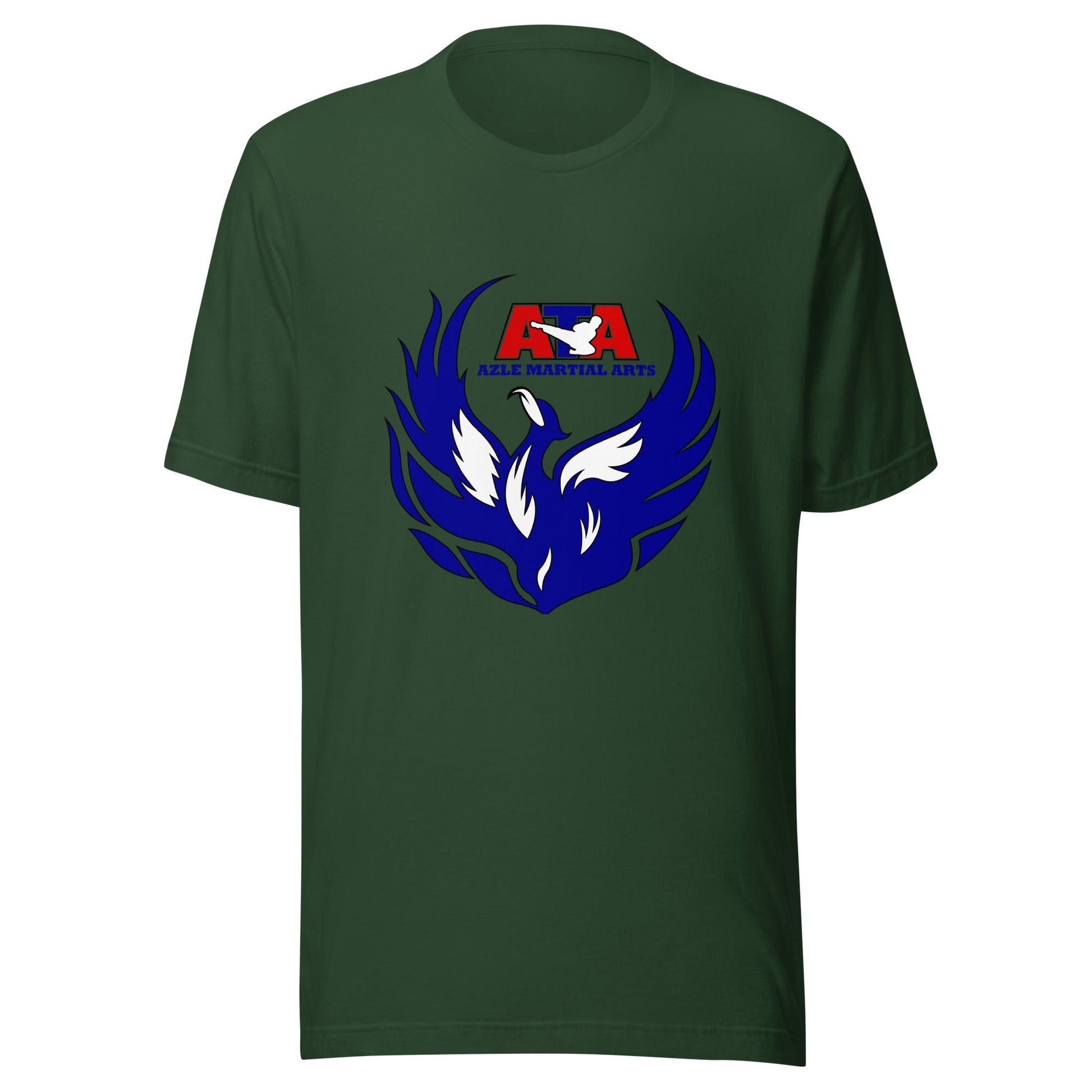 Performance | T-Shirt | Azle Martial Arts | Blue Fire Crest Logo