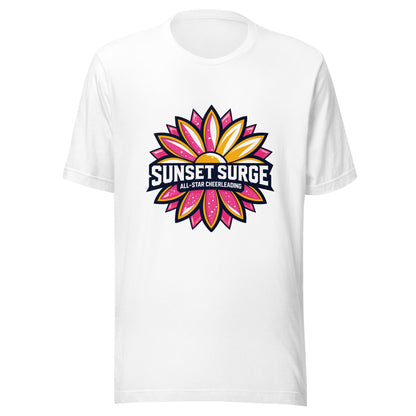 Performance | T-Shirt | Sunset Surge All-Star Cheerleading | Bloom Surge Logo