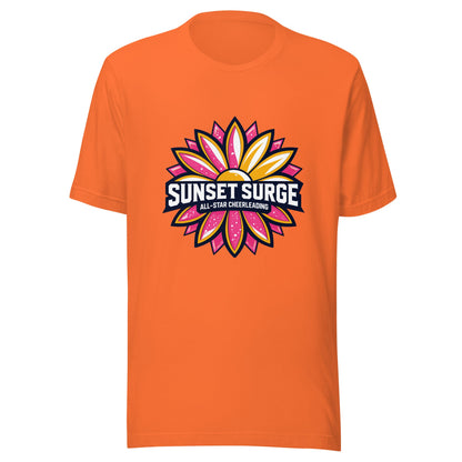 Performance | T-Shirt | Sunset Surge All-Star Cheerleading | Bloom Surge Logo