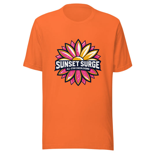 Performance | T-Shirt | Sunset Surge All-Star Cheerleading | Bloom Surge Logo
