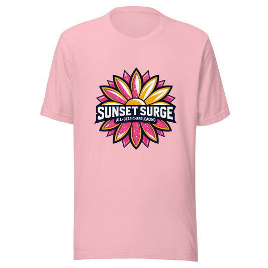 Performance | T-Shirt | Sunset Surge All-Star Cheerleading | Bloom Surge Logo
