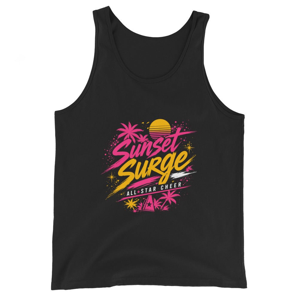 Performance | Tank Top | Sunset Surge All-Star Cheerleading | Neon Palm Cheer Logo