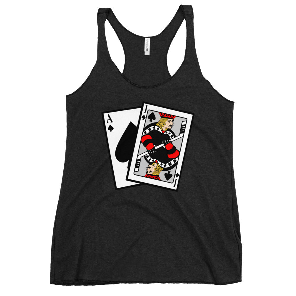 Performance | Thin Racerback Tank Top | Blackjack’s Roller Hockey | Royal Spade Crest Logo