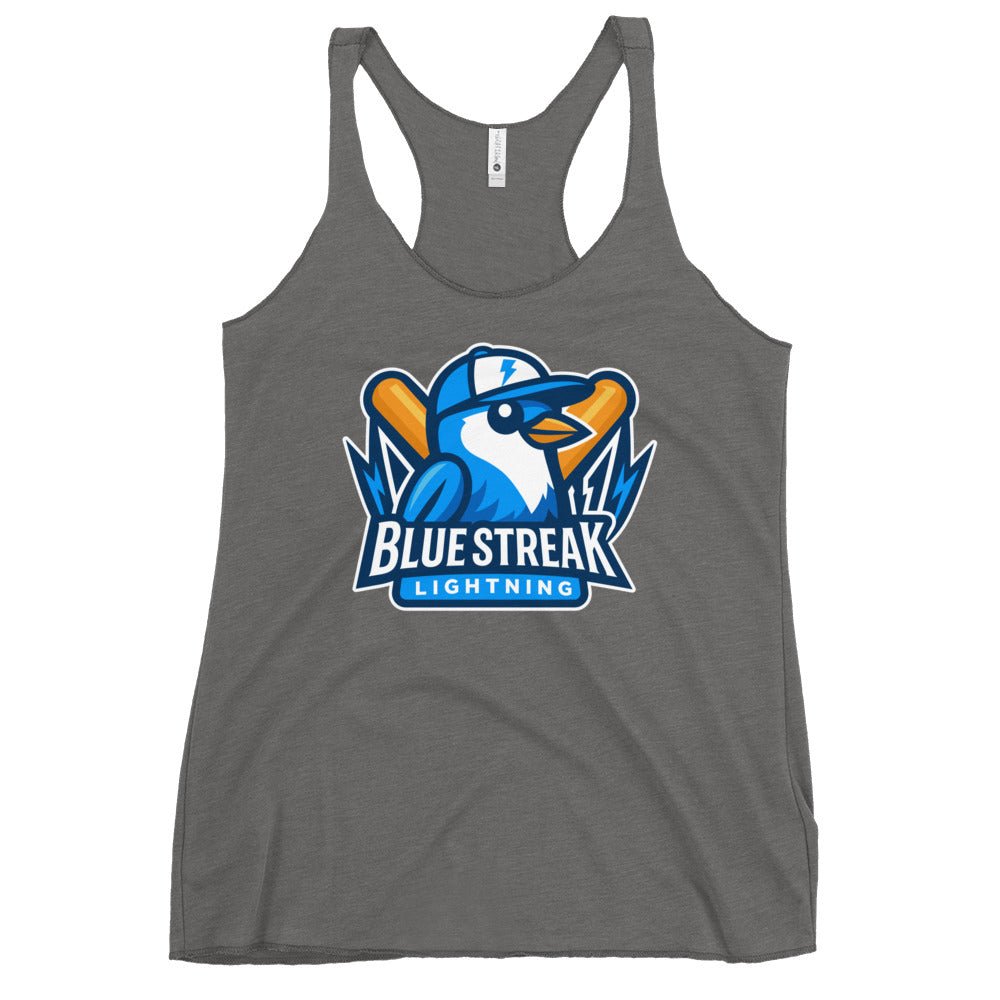 Performance | Thin Racerback Tank Top | Blue Streak Lightning | Mascot Logo