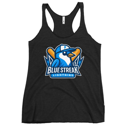 Performance | Thin Racerback Tank Top | Blue Streak Lightning | Mascot Logo
